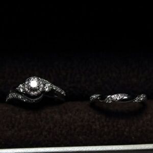 White Gold Diamond Engagement Ring & Wedding Band